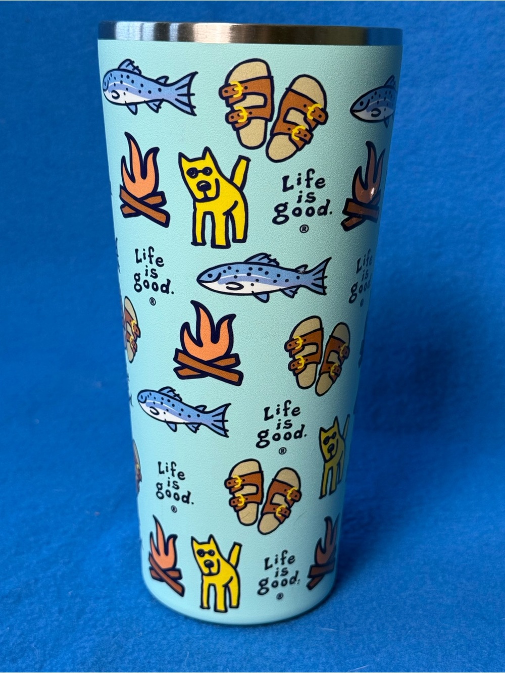 Life is Good 25oz Stainless Steel Insulated Tumbler Outdoor Icons Camping NO LID
